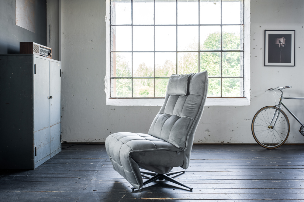 KAWOLA MIKO sillón reclinable giratorio Terciopelo gris piedra