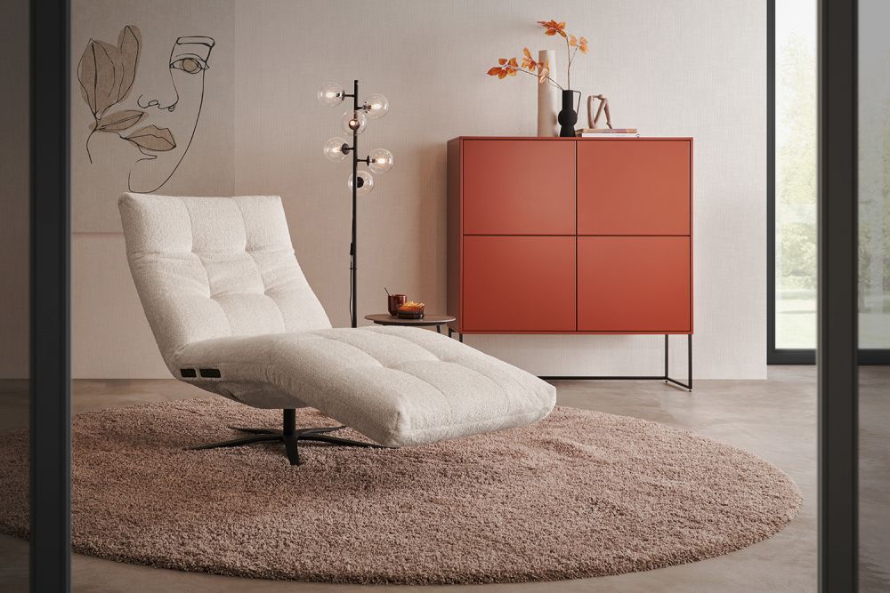 KAWOLA Sillón de descanso LETICIA tejido motorizado blanco