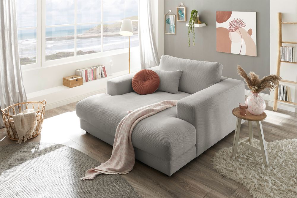 KAWOLA Chaise longue MADELINE pana fina gris