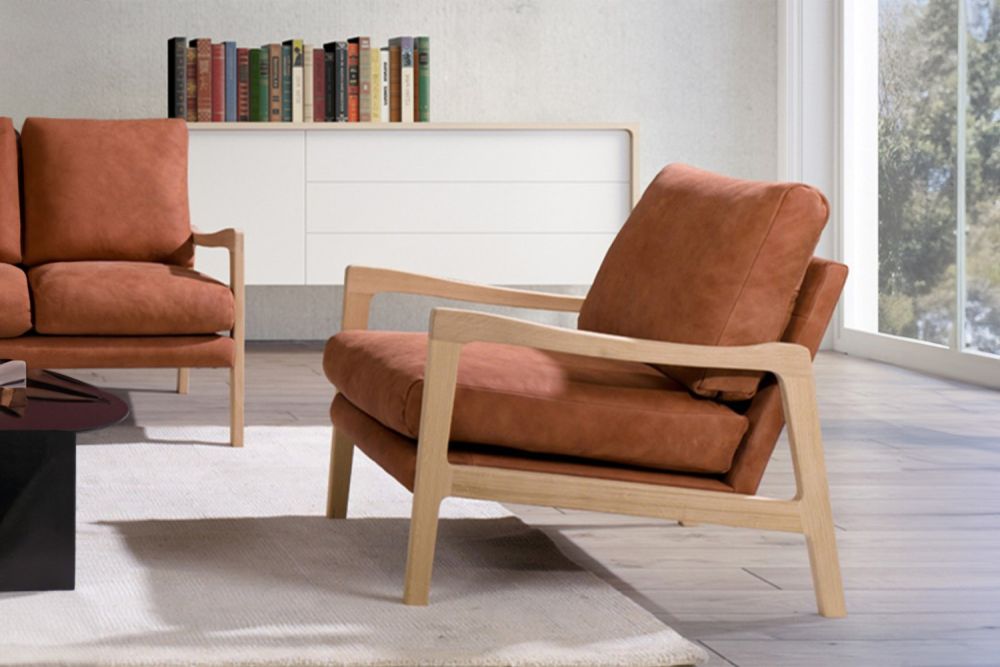 KAWOLA sillón RODRIGUEZ reclinable cuero naranja