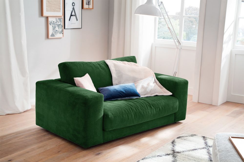 KAWOLA sillón doble MADELINE Loveseat Pana esmeralda