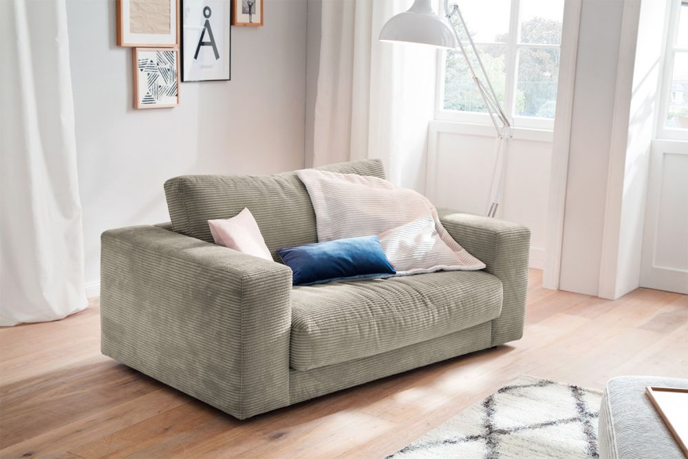 KAWOLA sillón doble MADELINE Loveseat Pana gris piedra