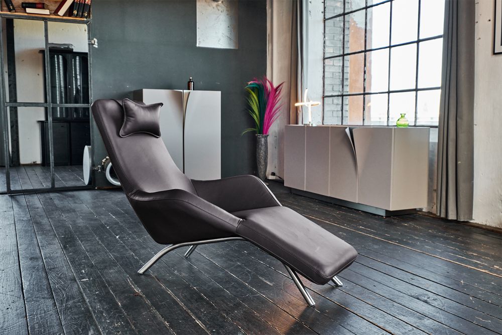 KAWOLA sillón reclinable CAVAL cuero gris oscuro