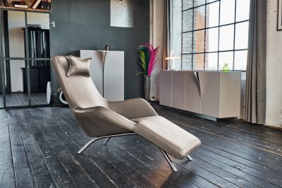 KAWOLA sillón reclinable CAVAL cuero gris claro