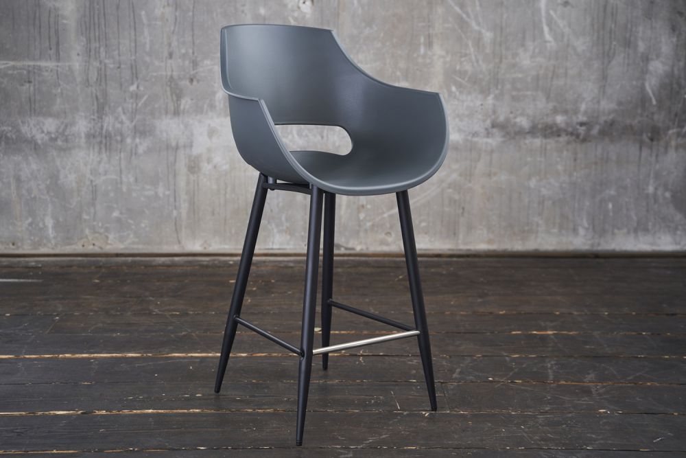 KAWOLA taburete de bar ZAJA taburete de bar altura del asiento 76 cm plástico gris