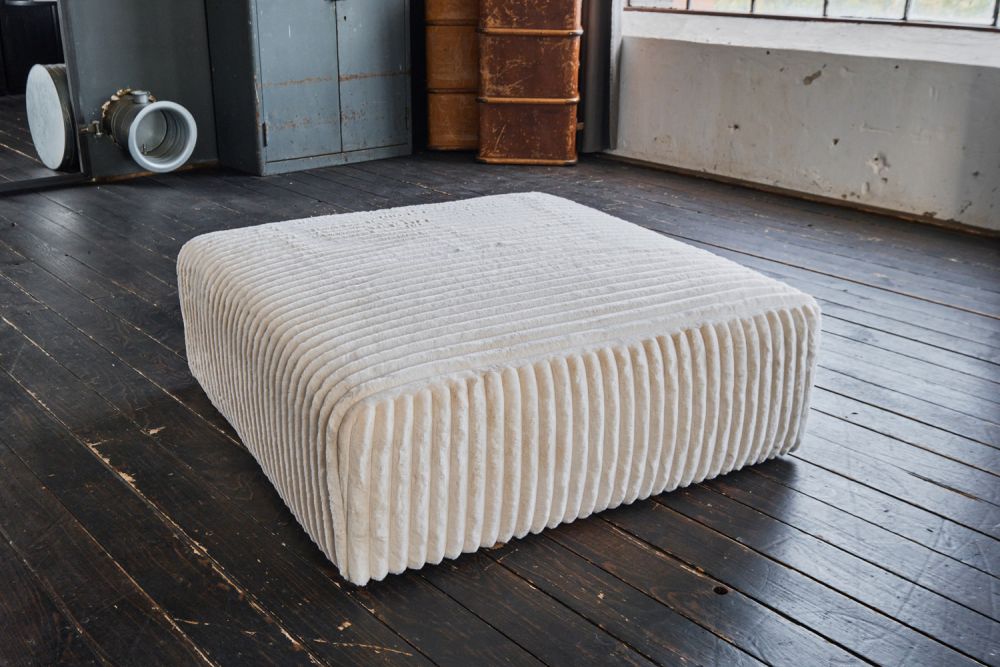 KAWOLA taburete WIOLO SOFT elemento para sentarse para sofá modular Soft cuerda ancha crema blanco