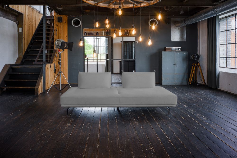 KAWOLA Sofá CANE Sofá cama Daybed tela gris
