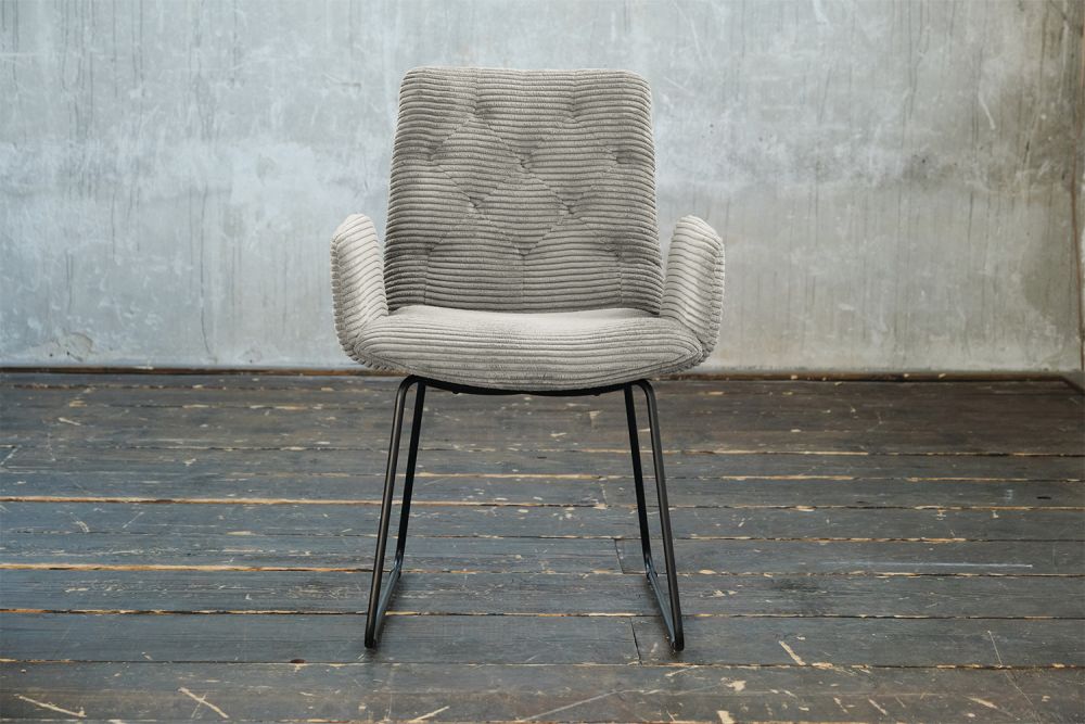 KAWOLA silla NEW CHARME silla de comedor pana piedra gris