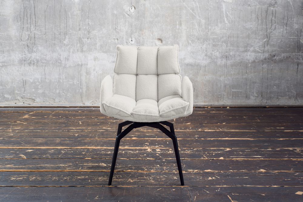 KAWOLA silla de comedor BARO silla giratoria con reposabrazos tela blanco