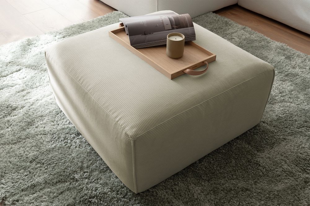 KAWOLA taburete RANI taburete tapizado pana fina beige