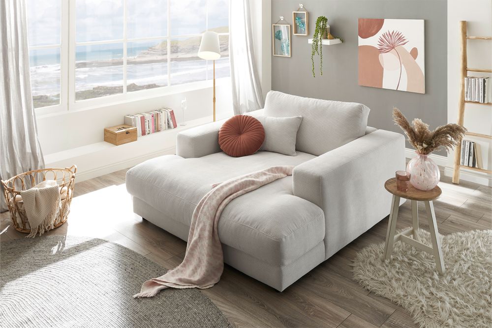 KAWOLA Chaise longue MADELINE pana fina blanca