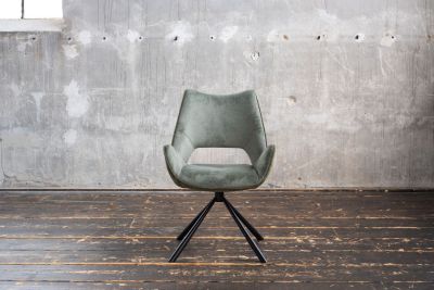 KAWOLA silla de comedor VELO silla giratoria tela gris-verde