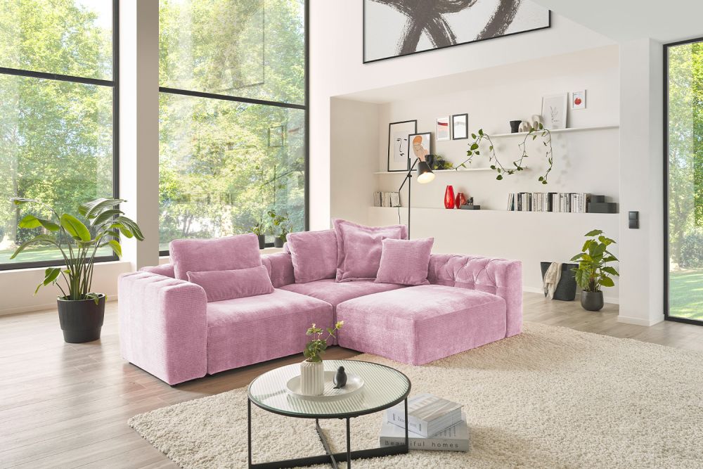 KAWOLA Sofá SEPHI Sofá modular 2 panas Rosa vintage