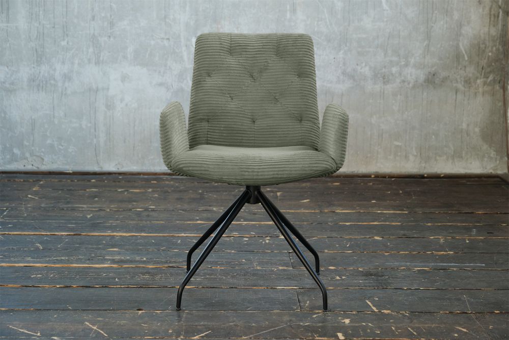 KAWOLA silla NEW CHARME silla giratoria silla de comedor pana verde oliva