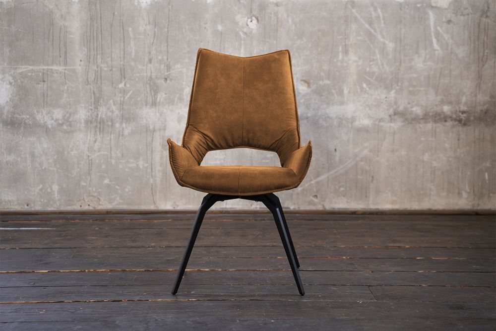 2.ª oportunidad KAWOLA silla de comedor SIVO silla giratoria tela coñac