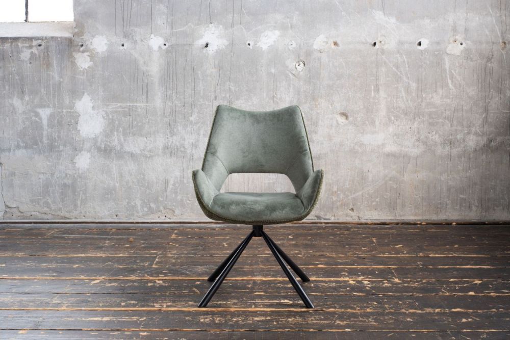 KAWOLA silla de comedor VELO silla giratoria tela gris-verde
