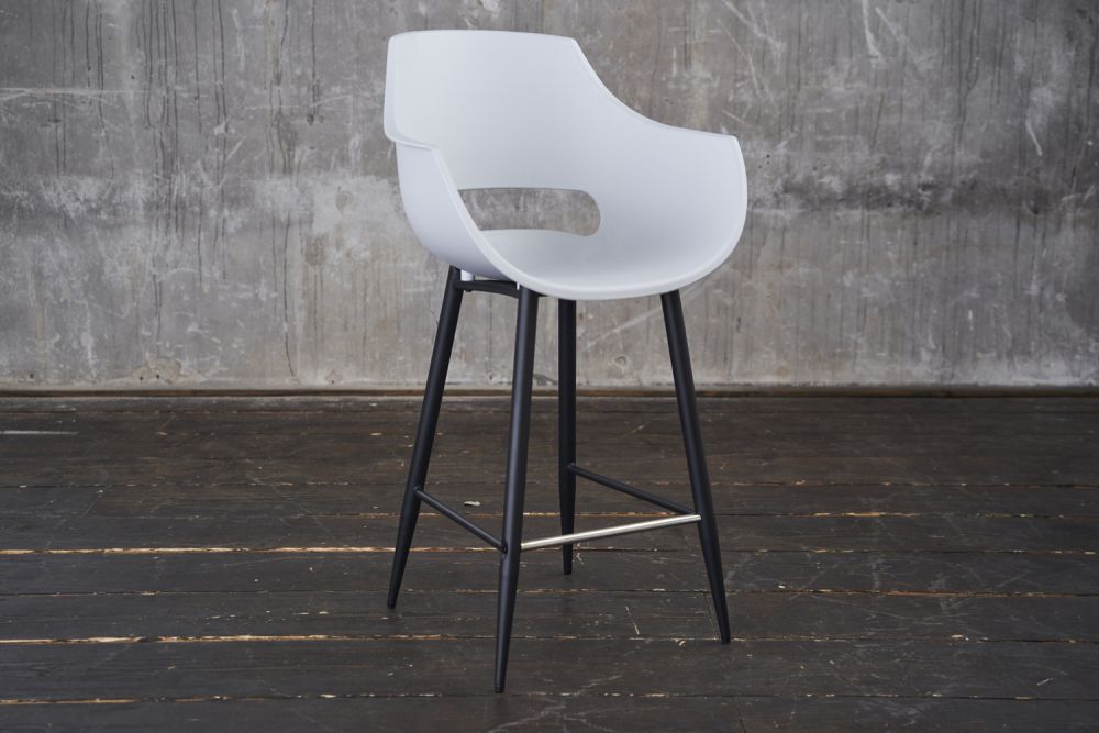 KAWOLA taburete de bar ZAJA taburete de bar altura del asiento 76 cm plástico blanco