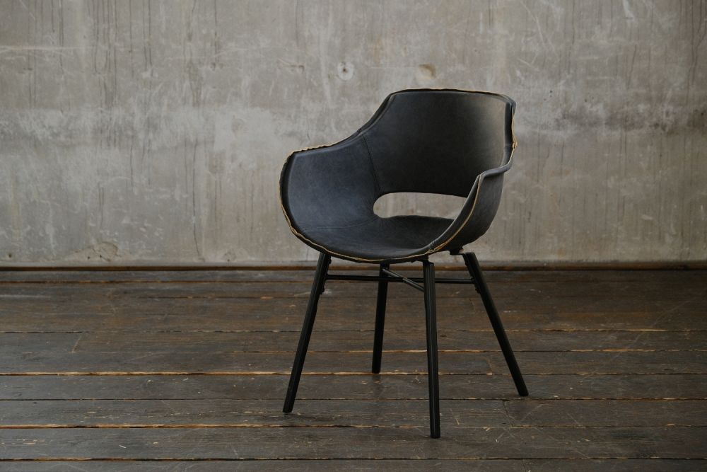 KAWOLA silla ZAJA Exclusiva silla de comedor de cuero genuino negro
