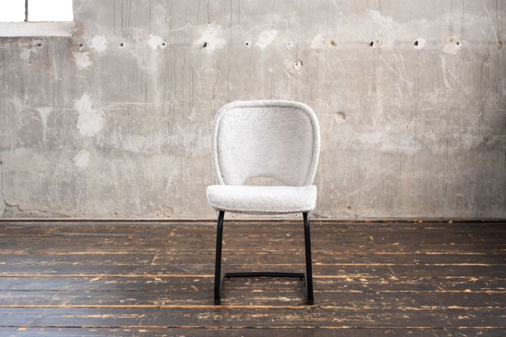 KAWOLA JONA silla de comedor tela crema blanco