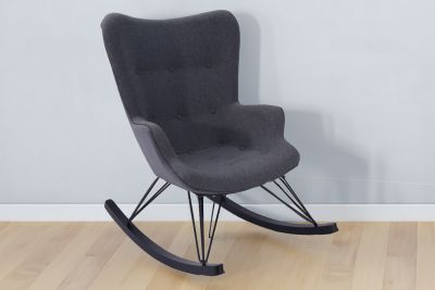 Silla mecedora Fredy mecedora de tela gris oscuro