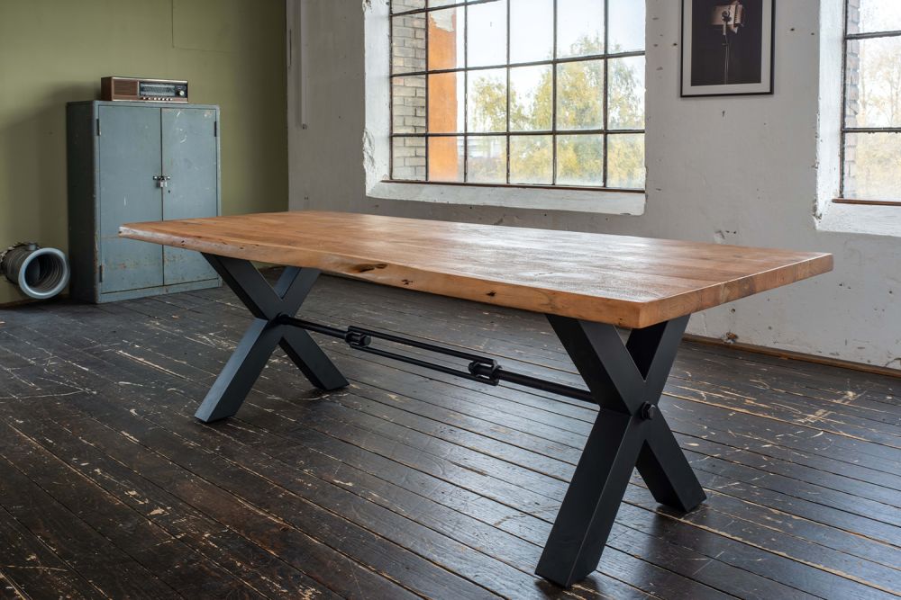 Mesa de comedor KAWOLA PALO acacia maciza borde de árbol natural
