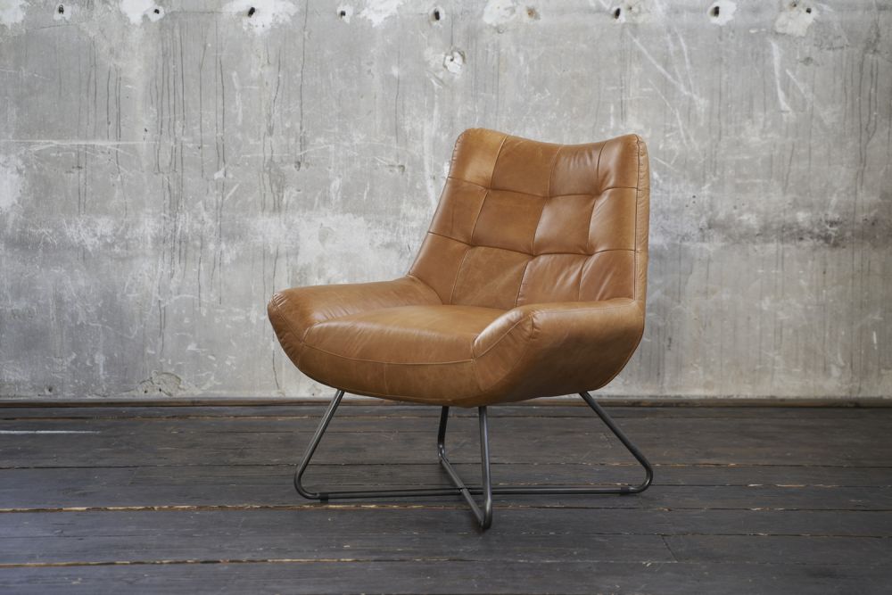 KAWOLA sillón Snooze cuero coñac A/A/P: 82x93x76cm