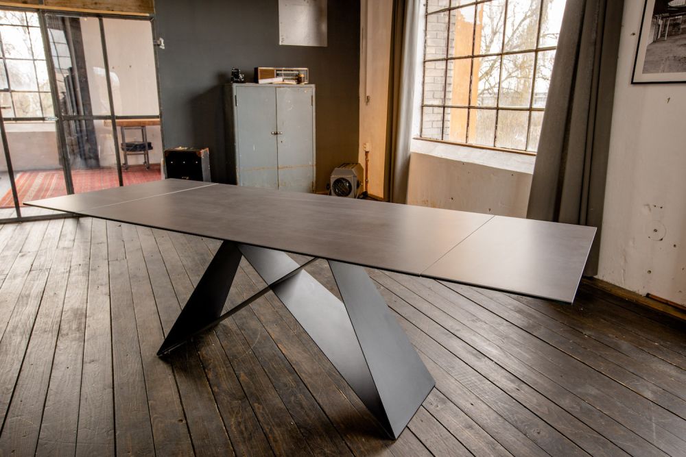 KAWOLA mesa extensible BENNO mesa de comedor cerámica gris oscuro 160 x 90 cm