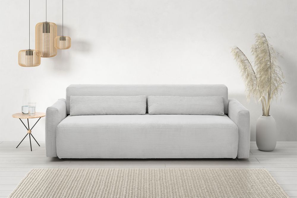 KAWOLA Sofá cama NEO Sofá cama pana gris claro