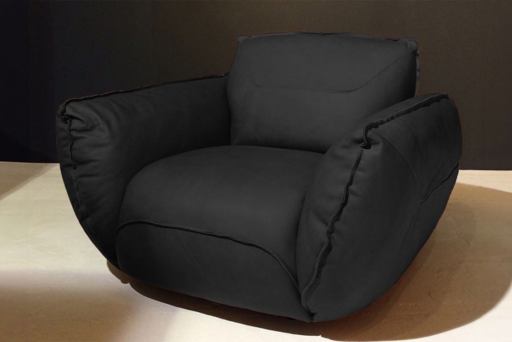 KAWOLA sillón DAVITO sillón de cuero negro