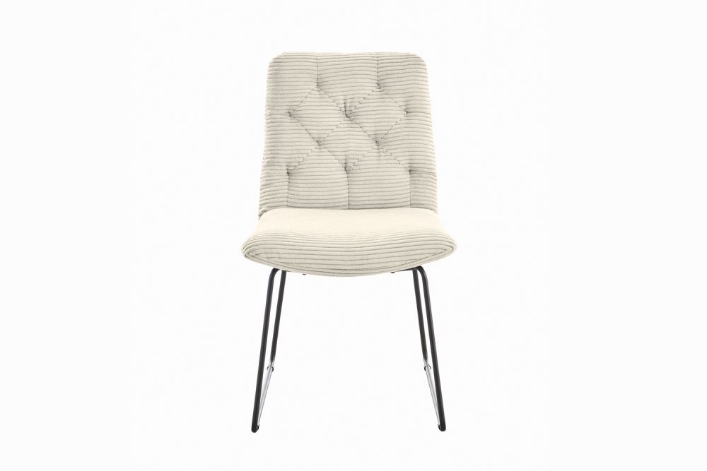 KAWOLA NEW CHARME silla de comedor pana crema blanco
