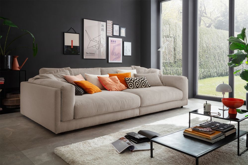 KAWOLA Sofá extra ancho RAINA Cord taupe