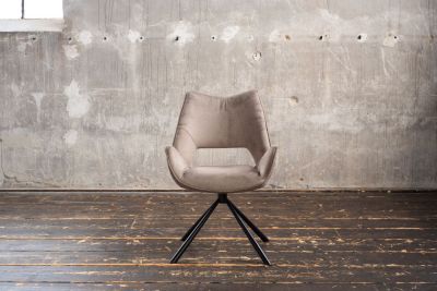 KAWOLA silla de comedor VELO silla giratoria de tela gris piedra