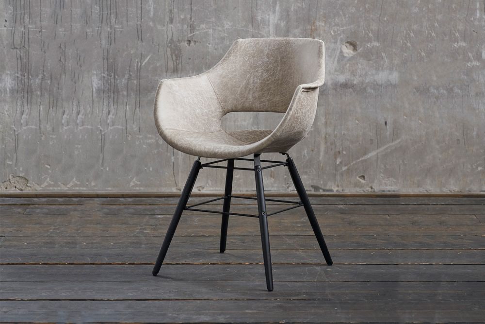 KAWOLA silla de comedor "ZAJA Square" microfibra crema