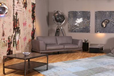 KAWOLA Sofá Deside 3 plazas cuero Pallino gris 225x100x82cm (Ancho/Alto)