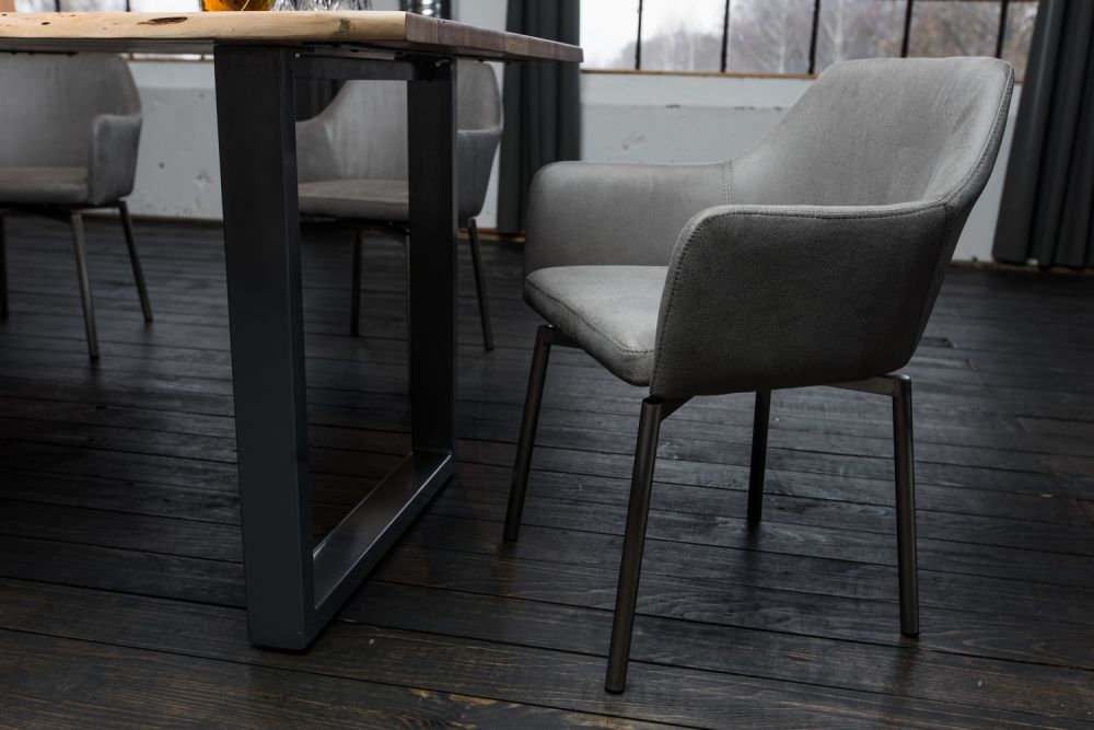 Sillón Loui sillón de comedor giratorio de microfibra gris claro
