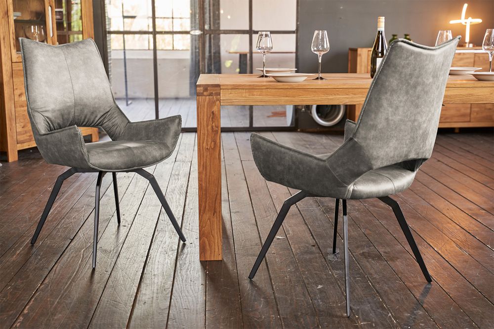 KAWOLA silla de comedor SIVO silla giratoria tela gris claro