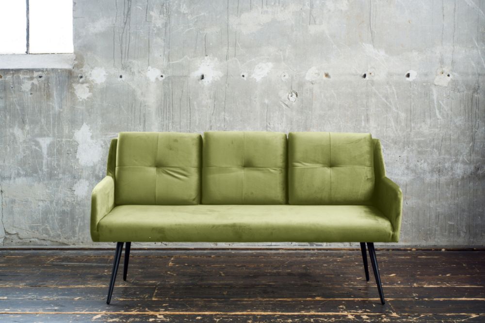 KAWOLA banco de comedor PIRI Terciopelo verde
