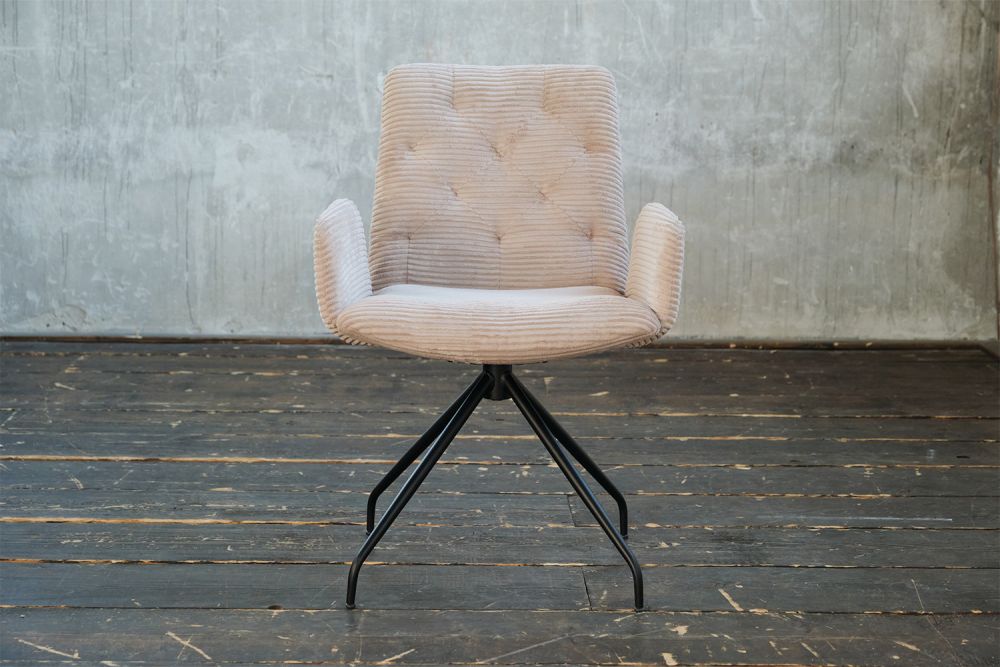 KAWOLA silla NEW CHARME silla giratoria silla de comedor pana taupe