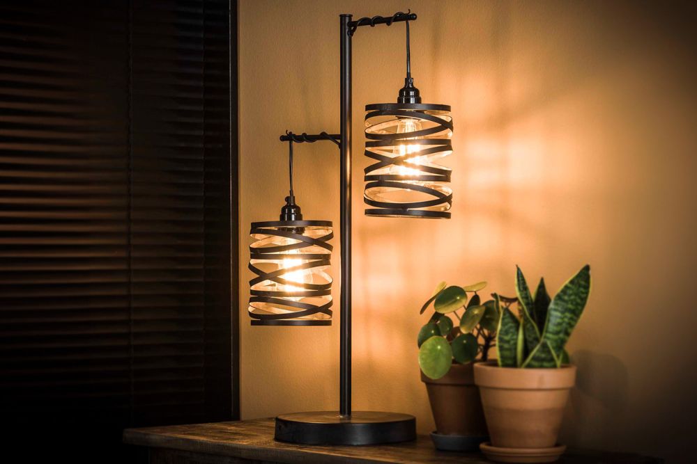 KAWOLA ALMAS lámpara de sobremesa 2 luces metal negro