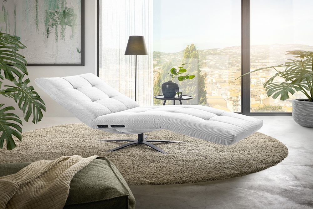 KAWOLA Sillón de descanso LETICIA motorizado cuerda fina blanco