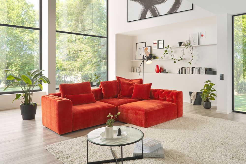 KAWOLA Sofá SEPHI Sofá modular 2 panas Rojo vintage