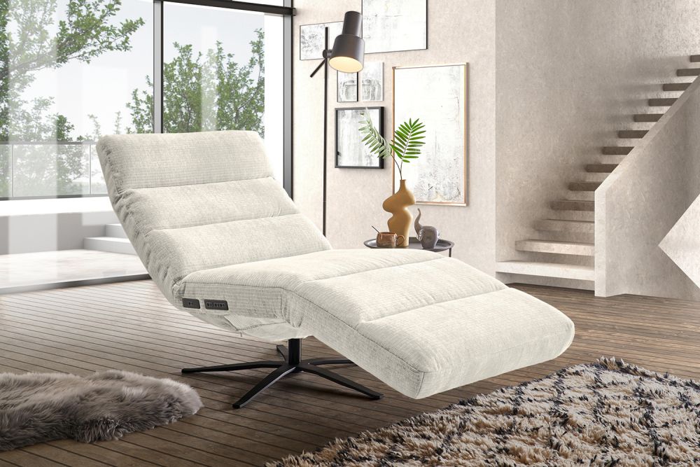KAWOLA Sillón de descanso motorizado ALINA Pana Vintage crema blanco