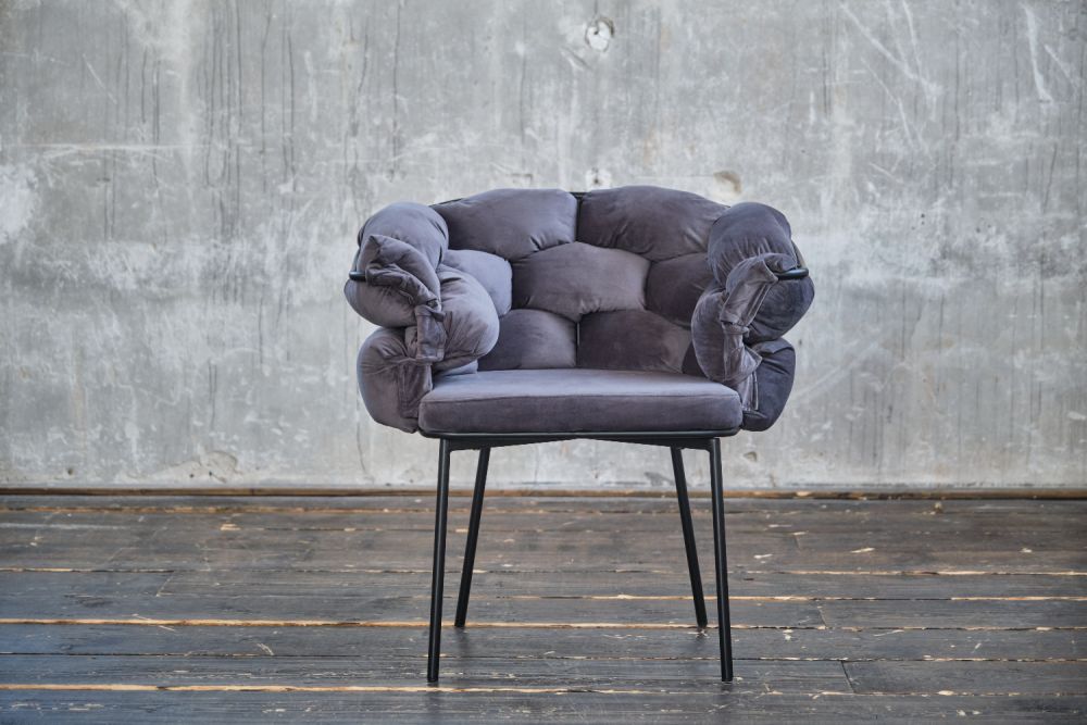 2.ª oportunidad KAWOLA silla MONTY silla de diseño terciopelo gris