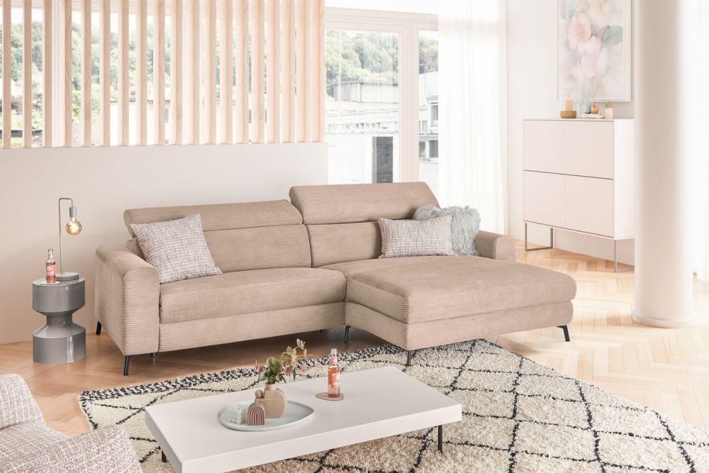 KAWOLA Sofá LAISKA Sofá esquinero función relax semimotorizado pana topo