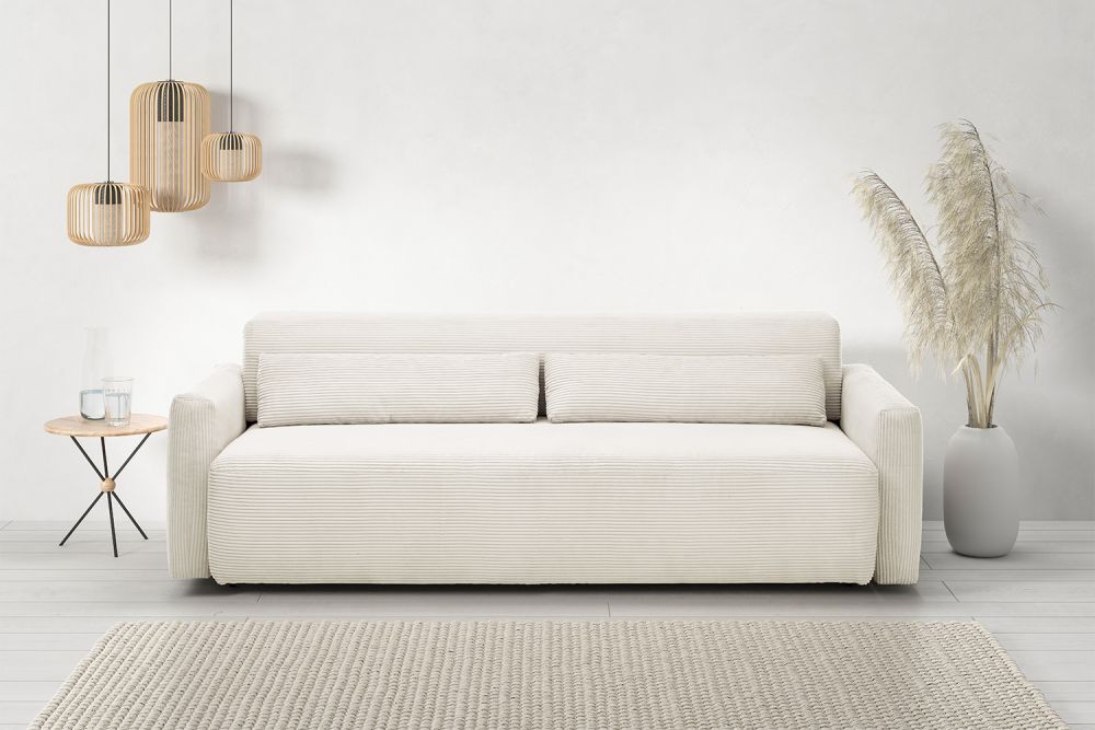 KAWOLA Sofá cama NEO Sofá cama blanco pana