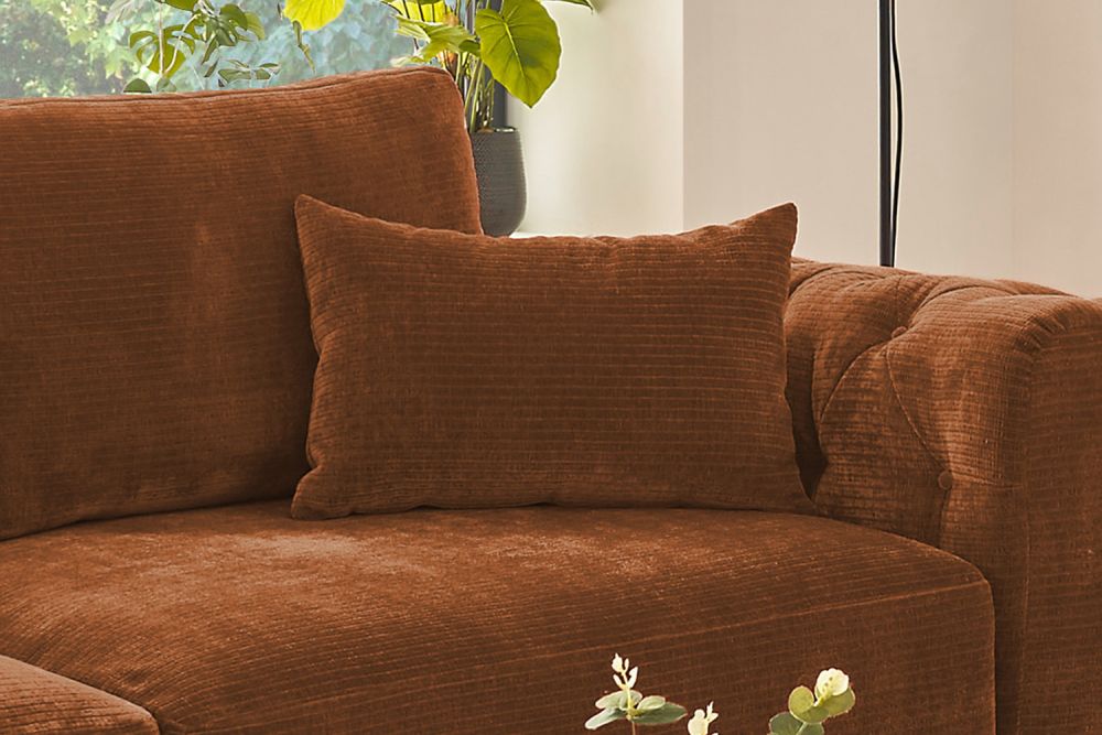 KAWOLA cojín puntiagudo SEPHI pana rectangular vintage marrón óxido
