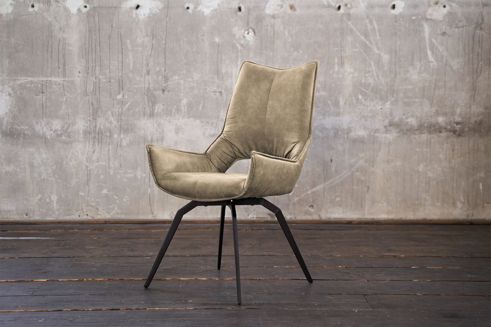 2.ª oportunidad KAWOLA silla de comedor SIVO silla giratoria de tela beige