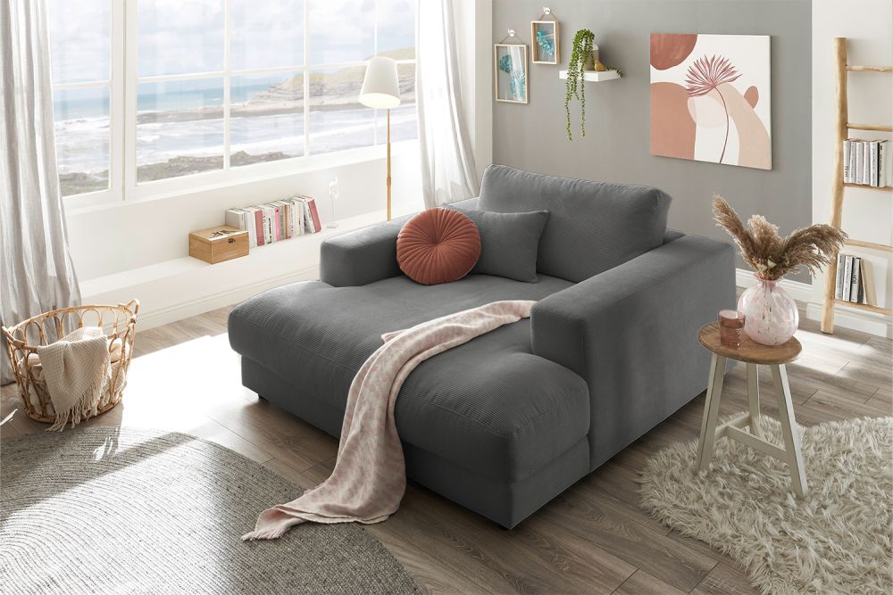 KAWOLA Chaise longue MADELINE pana fina antracita