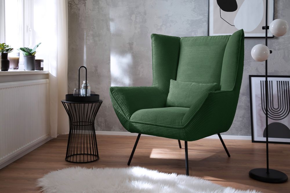 KAWOLA sillón IVA reclinable pana esmeralda