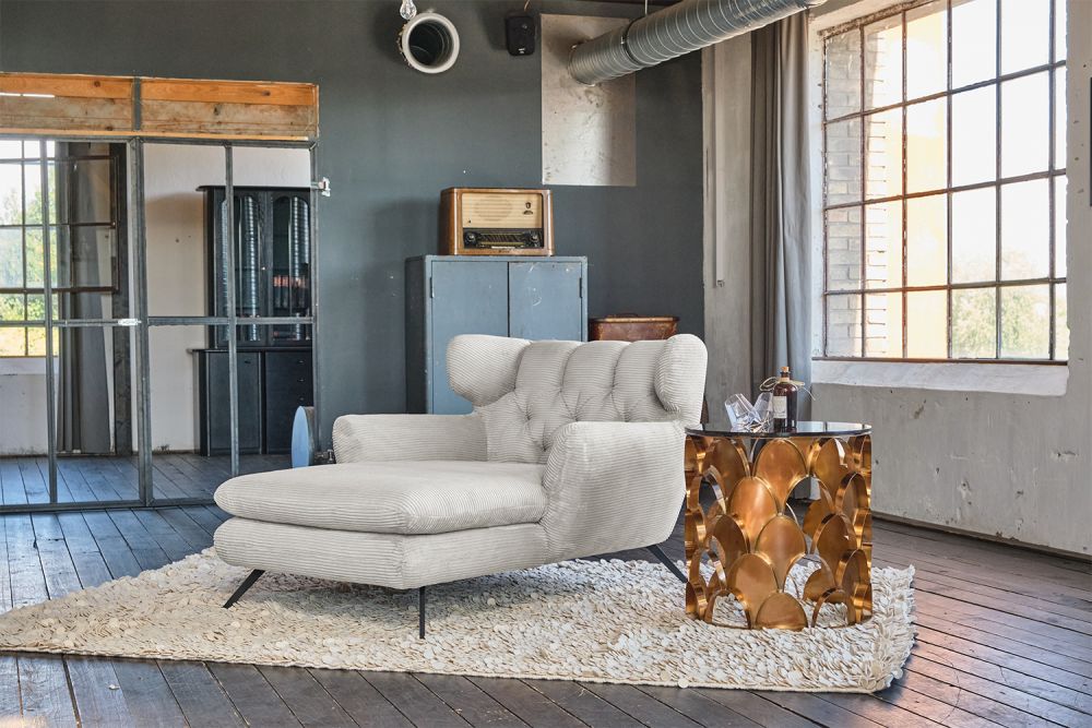 KAWOLA Chaise longue CHARME Pana gris claro